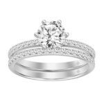 LADIES BRIDAL SET 1 1/2CT ROUND DIAMOND 14K WHITE GOLD (CENTER STONE ROUND DIAMOND 1CT)