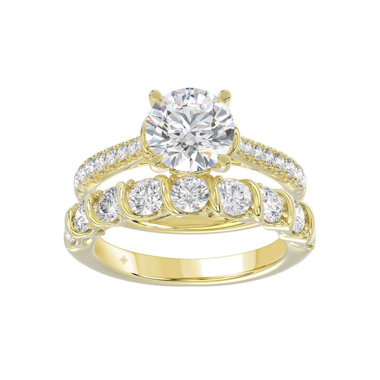 LADIES BRIDAL SET 3 1/2CT ROUND DIAMOND 14K YELLOW GOLD (CENTER STONE ROUND DIAMOND 2.00CT) 1 LADIES BRIDAL SET 3 1/2CT ROUND DIAMOND 14K YELLOW GOLD (CENTER STONE ROUND DIAMOND 2.00CT) - Image 1