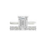 LADIES BRIDAL SET 3 7/8CT ROUND/EMERALD DIAMOND 14K WHITE GOLD (CENTER STONE EMERALD DIAMOND (2 1/2CT) - Image 5