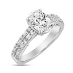 LADIES RING 2 1/2CT ROUND/BAGUETTE/OVAL DIAMOND 14K WHITE GOLD (CENTER STONE OVAL DIAMOND 2CT ) - Image 3