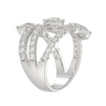 LADIES RING 2 1/2CT ROUND/PEAR DIAMOND 14K WHITE GOLD - Image 2