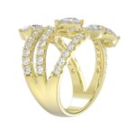 LADIES RING 2 1/2CT ROUND/PEAR DIAMOND 14K YELLOW GOLD - Image 2