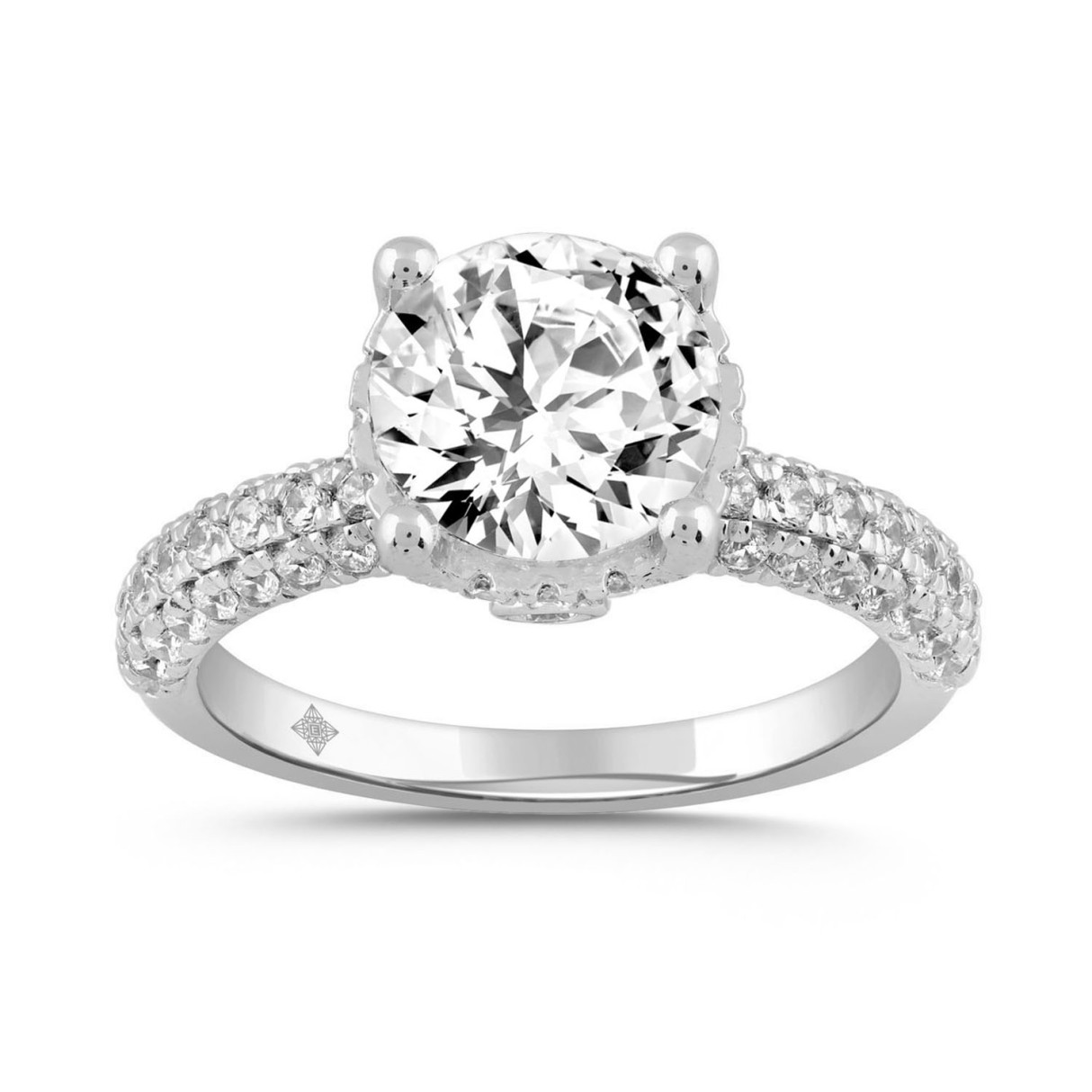 LADIES RING 2 3/4CT ROUND DIAMOND 14K WHITE GOLD (CENTER STONE ROUND DIAMOND 2CT ) 1 LADIES RING 2 3/4CT ROUND DIAMOND 14K WHITE GOLD (CENTER STONE ROUND DIAMOND 2CT ) - Image 1