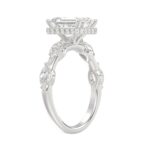 LADIES RING 3 1/2CT ROUND/MARQUISE/EMERALD DIAMOND 14K WHITE GOLD (CENTER STONE EMERALD DIAMOND 3.00CT) - Image 4