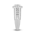 LADIES RING 3 3/4CT ROUND/BAGUETTE DIAMOND 14K WHITE GOLD (CENTER STONE ROUND DIAMOND 1 1/2CT ) - Image 3