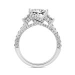 LADIES RING 4 1/2CT ROUND/PRINCESS/TRAPEZOID DIAMOND 14K WHITE GOLD (CENTER STONE PRINCESS DIAMOND 3CT ) - Image 2