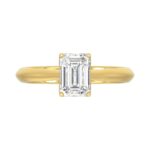 LADIES SOLITAIRE RING 1 1/2CT EMERALD DIAMOND 14K YELLOW GOLD - Image 5