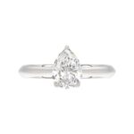 LADIES SOLITAIRE RING 1 1/2CT PEAR DIAMOND 14K WHITE GOLD - Image 5