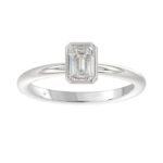 LADIES SOLITAIRE RING 1CT EMERALD DIAMOND 14K WHITE GOLD (CENTER STONE EMERALD DIAMOND 1CT )