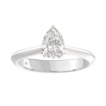 LADIES SOLITAIRE RING 1CT PEAR DIAMOND 14K WHITE GOLD