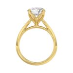 LADIES SOLITAIRE RING 3CT ROUND DIAMOND 14K YELLOW GOLD - Image 2