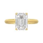 LADIES SOLITAIRE RING 4CT EMERALD DIAMOND 14K YELLOW GOLD - Image 5
