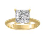 LADIES SOLITAIRE RING 4CT PRINCESS DIAMOND 14K YELLOW GOLD