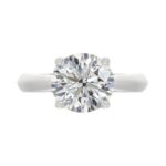 LADIES SOLITAIRE RING 4CT ROUND DIAMOND 14K WHITE GOLD - Image 5