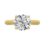 LADIES SOLITAIRE RING 4CT ROUND DIAMOND 14K YELLOW GOLD - Image 5