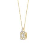 LADIES DANCING DIAMOND PENDANT WITH CHAIN 3/4CT ROUND/EMERALD DIAMOND 14K YELLOW GOLD (CENTER STONE EMERALD DIAMOND 1/2CT) - Image 3