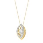 LADIES DANCING DIAMOND PENDANT WITH CHAIN 3/4CT ROUND/PEAR DIAMOND 14K YELLOW GOLD (CENTER STONE PEAR DIAMOND 1/2CT) - Image 3