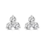 LADIES EARRINGS 1CT ROUND DIAMOND 14K WHITE GOLD