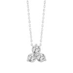 LADIES NECKLACE 1CT ROUND DIAMOND 14K WHITE GOLD WITH CHAIN