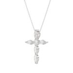 LADIES PENDANT WITH CHAIN 1 1/4CT ROUND/MARQUISE DIAMOND 14K WHITE GOLD - Image 3
