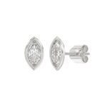 LADIES SOLITAIRE EARRINGS 2CT MARQUISE DIAMOND 14K WHITE GOLD - Image 3