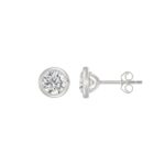 LADIES SOLITAIRE EARRINGS 2CT ROUND DIAMOND 14K WHITE GOLD - Image 2