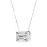 LADIES SOLITAIRE PENDANT 2CT EMERALD DIAMOND 14K WHITE GOLD - Image 3