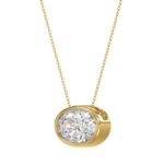 LADIES SOLITAIRE PENDANT 2CT OVAL DIAMOND 14K YELLOW GOLD - Image 3
