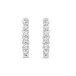 LADIES HOOPS EARRINGS 3/4CT ROUND DIAMOND 14K WHITE GOLD - Image 3