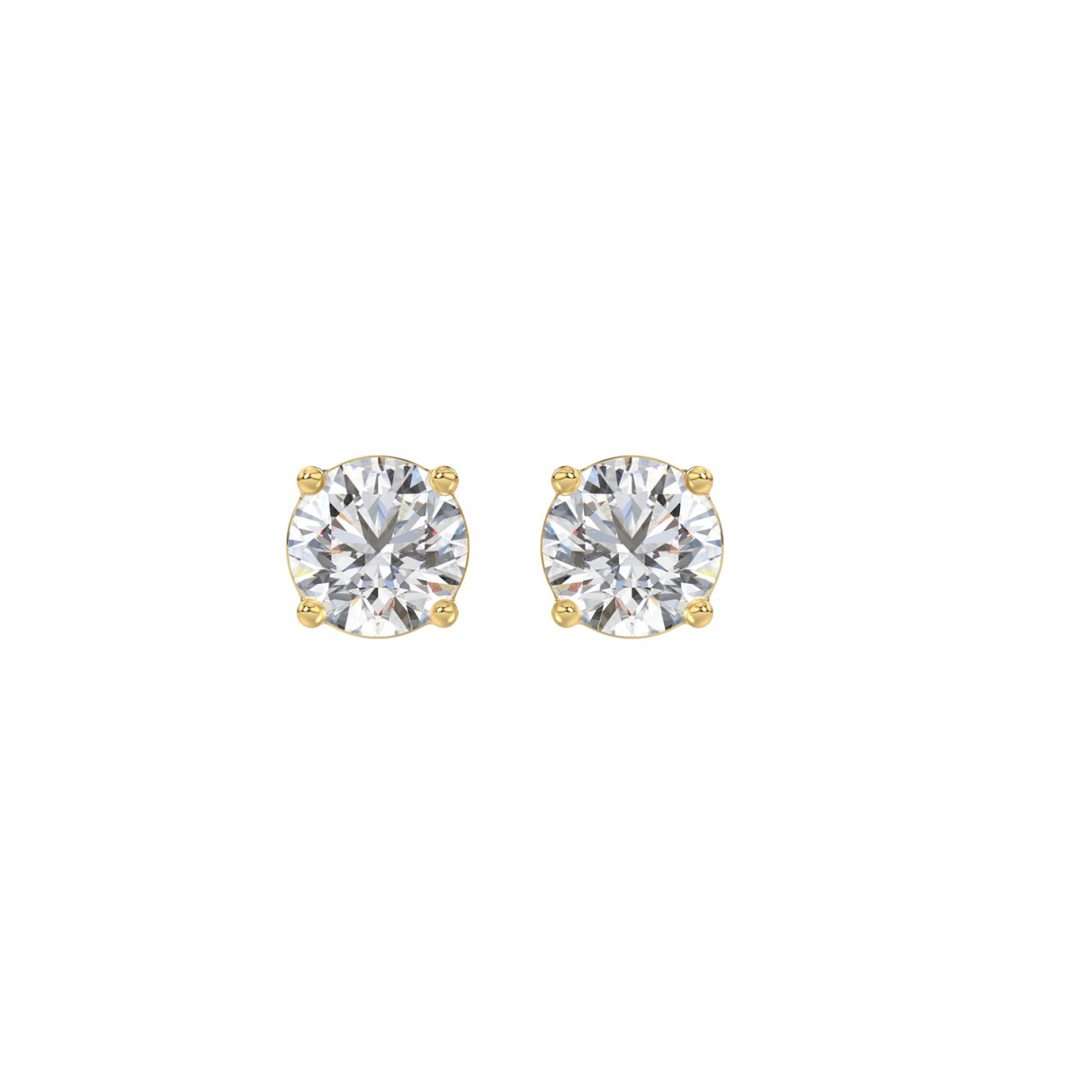 LADIES SOLITAIRE EARRINGS 1CT ROUND DIAMOND 14K YELLOW GOLD 1 LADIES SOLITAIRE EARRINGS 1CT ROUND DIAMOND 14K YELLOW GOLD - Image 1