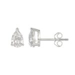 LADIES SOLITAIRE EARRINGS 2CT PEAR DIAMOND 14K WHITE GOLD - Image 2