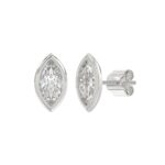 LADIES SOLITAIRE EARRINGS 3CT MARQUISE DIAMOND 14K WHITE GOLD - Image 3