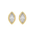 LADIES SOLITAIRE EARRINGS 3CT MARQUISE DIAMOND 14K YELLOW GOLD