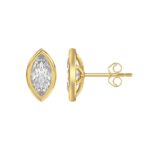 LADIES SOLITAIRE EARRINGS 3CT MARQUISE DIAMOND 14K YELLOW GOLD - Image 2