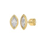 LADIES SOLITAIRE EARRINGS 3CT MARQUISE DIAMOND 14K YELLOW GOLD - Image 3