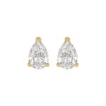 LADIES SOLITAIRE EARRINGS 3CT PEAR DIAMOND 14K YELLOW GOLD