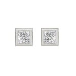 LADIES SOLITAIRE EARRINGS 3CT PRINCESS DIAMOND 14K WHITE GOLD