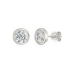 LADIES SOLITAIRE EARRINGS 3CT ROUND DIAMOND 14K WHITE GOLD - Image 3