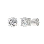 LADIES SOLITAIRE EARRINGS 3CT ROUND DIAMOND 14K WHITE GOLD (CENTER STONE ROUND DIAMOND 1 1/2CT) - Image 3