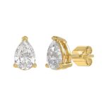 LADIES SOLITAIRE EARRINGS 4.00CT PEAR DIAMOND 14K YELLOW GOLD - Image 3