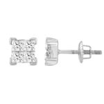 10K WHITE GOLD 1.00CT PRINCESS DIAMOND LADIES EARRINGS - Image 2