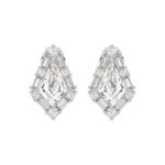 14K WHITE GOLD 1 1/4CT ROUND/BAGUETTE/KITE DIAMOND LADIES EARRINGS