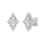 14K WHITE GOLD 1 1/4CT ROUND/BAGUETTE/KITE STEP CUT DIAMOND LADIES EARRINGS - Image 3