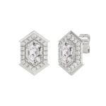14K WHITE GOLD 1 1/4CT ROUND/HEXAGON DIAMOND LADIES EARRINGS - Image 3