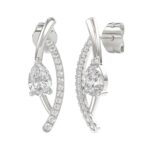 14K WHITE GOLD 1.00CT ROUND/PEAR DIAMOND LADIES EARRINGS - Image 3