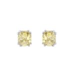 14K WHITE GOLD 1.00CT YELLOW CUSHION DIAMOND LADIES EARRINGS