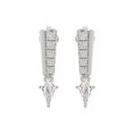 14K WHITE GOLD 3/4CT ROUND/KITE STEP CUT DIAMOND LADIES EARRINGS