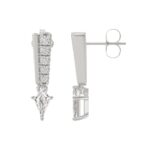 14K WHITE GOLD 3/4CT ROUND/KITE STEP CUT DIAMOND LADIES EARRINGS - Image 2