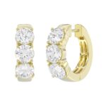 14K YELLOW GOLD 3.00CT ROUND DIAMOND HOOP EARRINGS - Image 3
