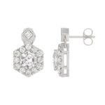 14KWHITE GOLD 2 1/4CT ROUND/HEXAGON STEP CUT DIAMOND LADIES EARRINGS - Image 2